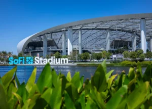 SoFi Stadium under construction view from across the pond.