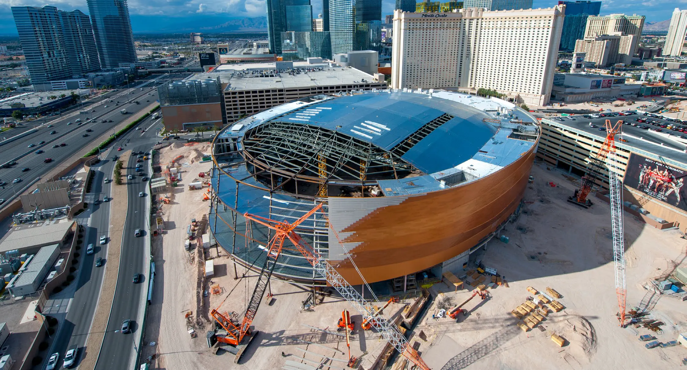 T-Mobile Arena aerial view of construction