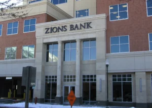 Front view of a bank